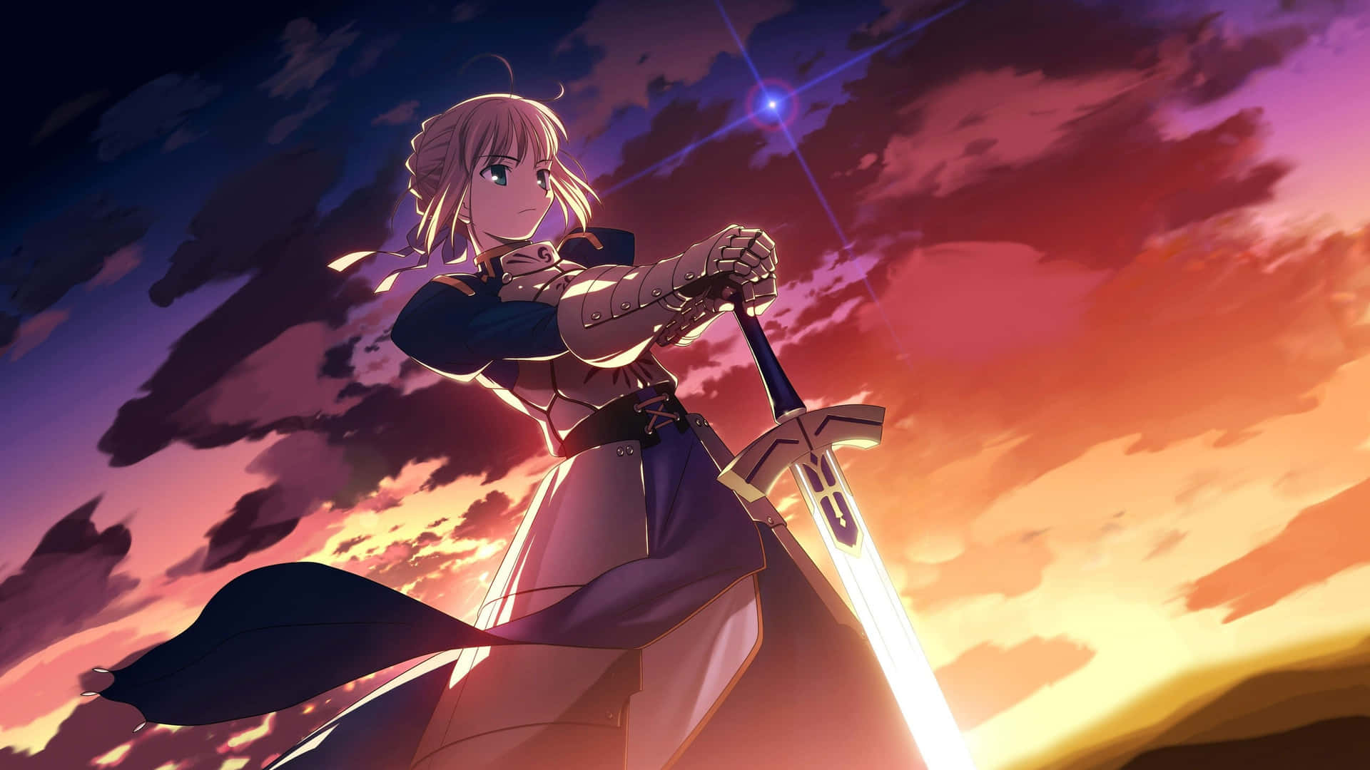 Epic Anime Saber Wielding Excalibur