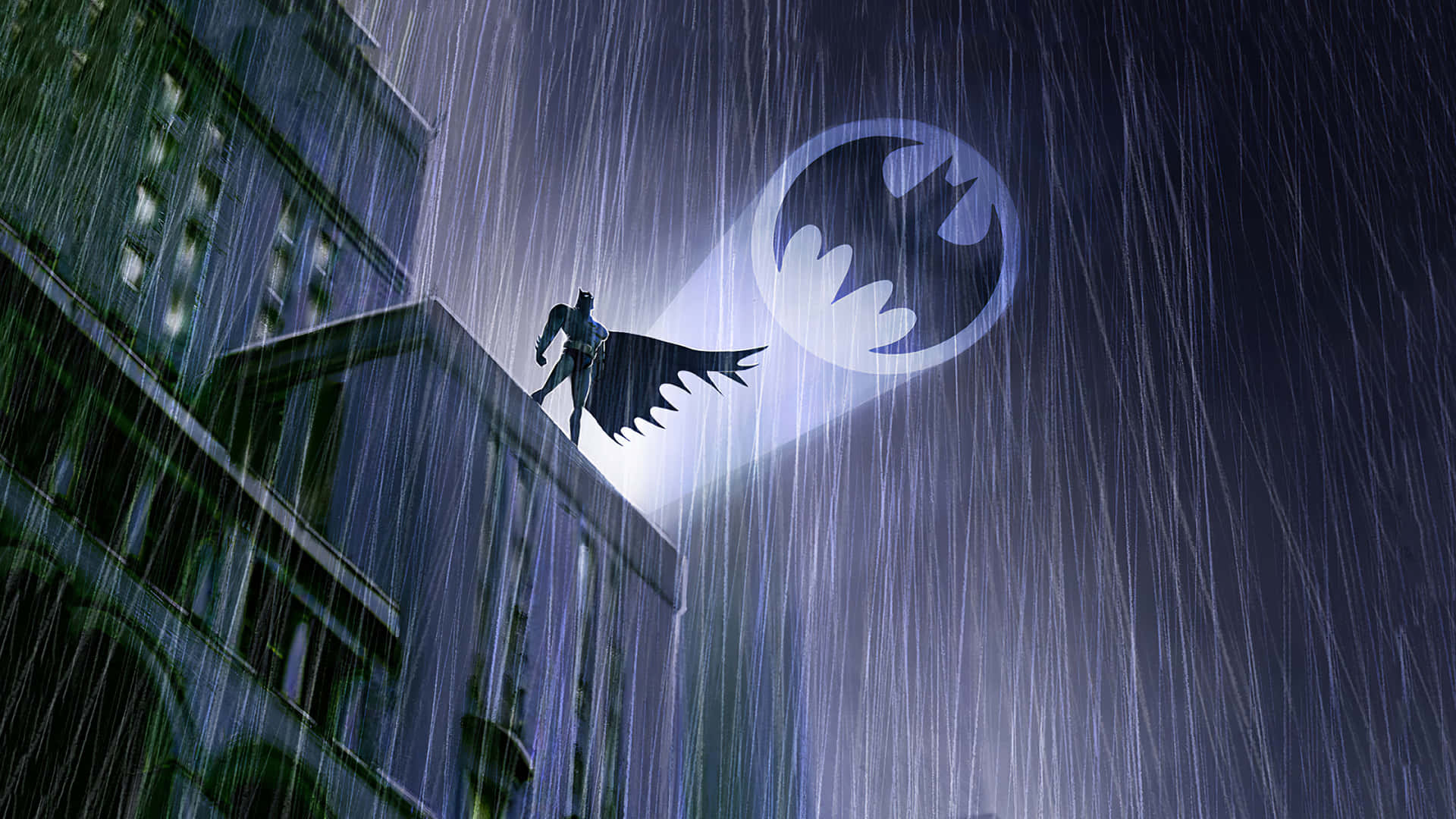 Epic Bat Signal In A Dark Gotham Night Sky Background