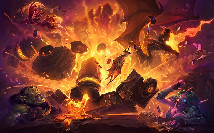 Epic Battle At Blackrock Mountain - Hearthstone In 2560x1440 Resolution Background