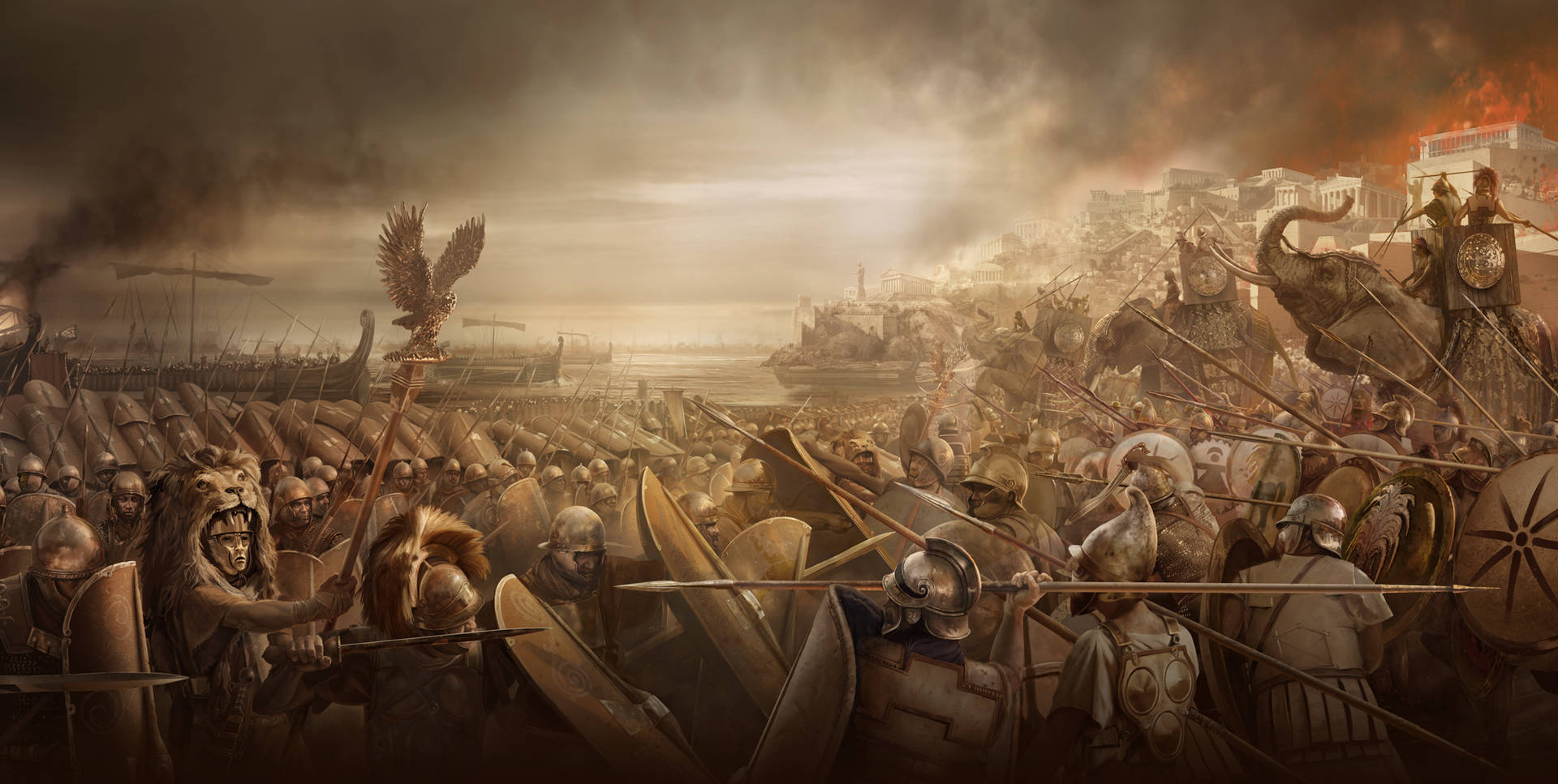 Epic Battle Of Carthage - Mighty Elephants In Action Background