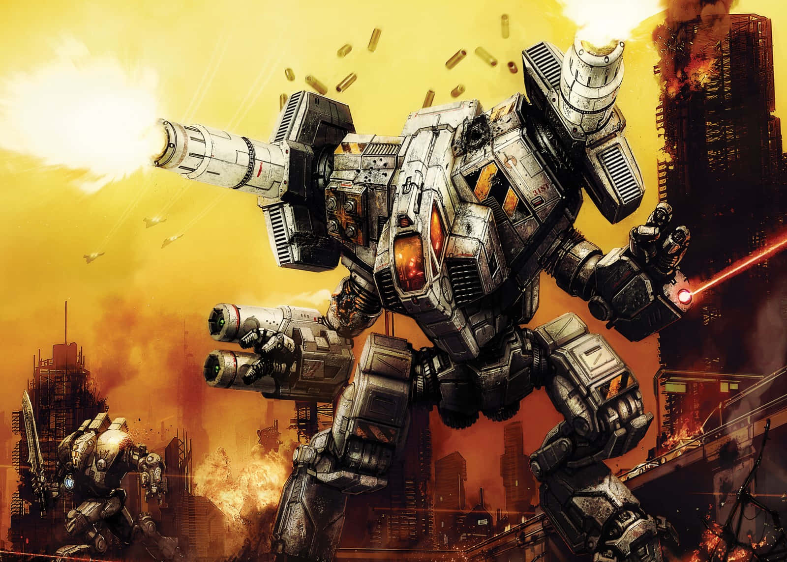 Epic Battle Of Futuristic Mechs In Battletech Universe Background