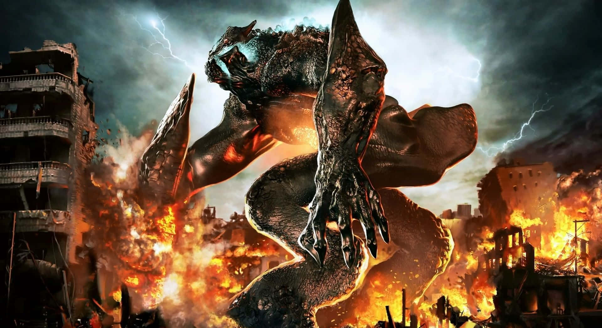 Epic Battle Of The Kaiju Titans Background