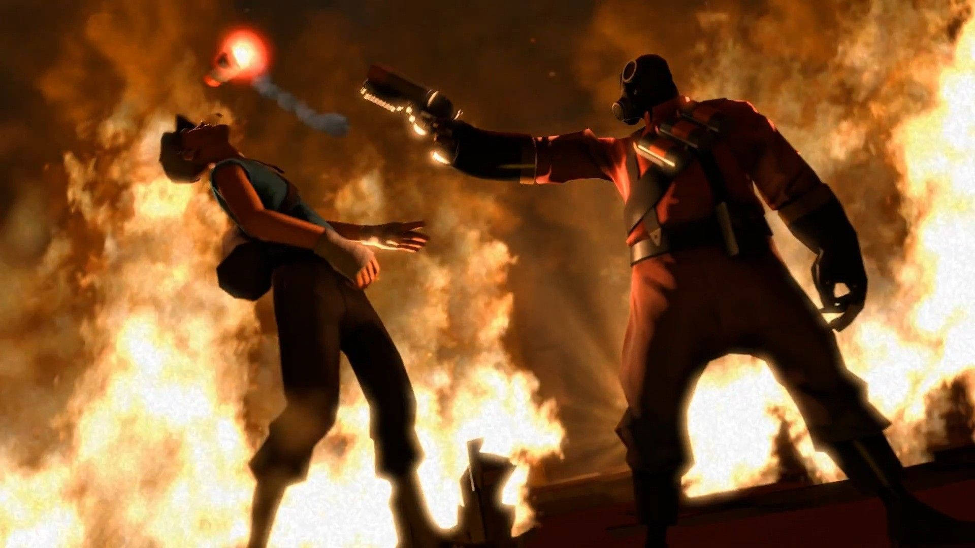 Epic Battle Scene Between Pyro And Scout - Team Fortress 2 Background