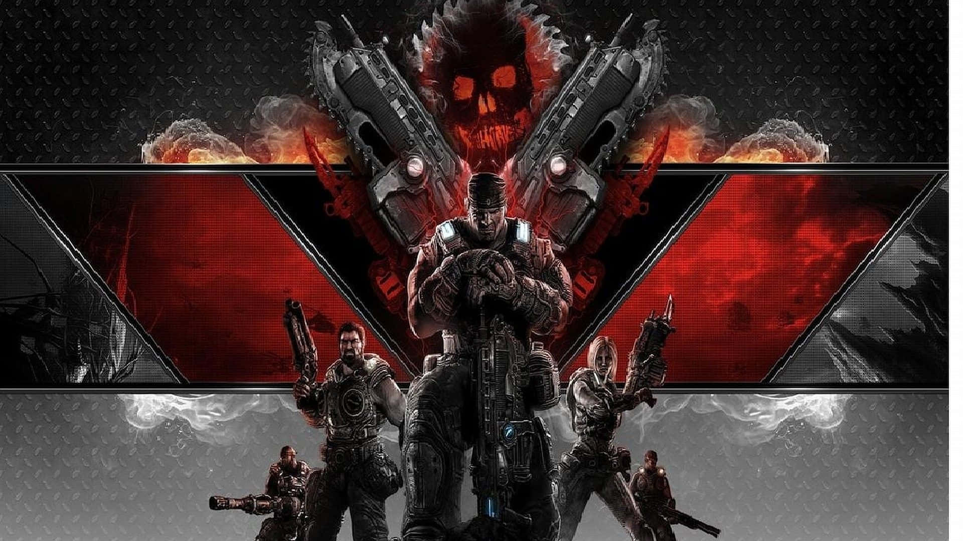 Epic Battle Scene From Gears Of War 5 Background