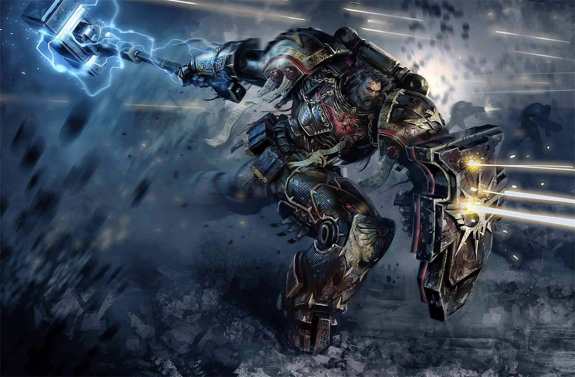 Epic Battle Scene In The Warhammer 4k Universe Background