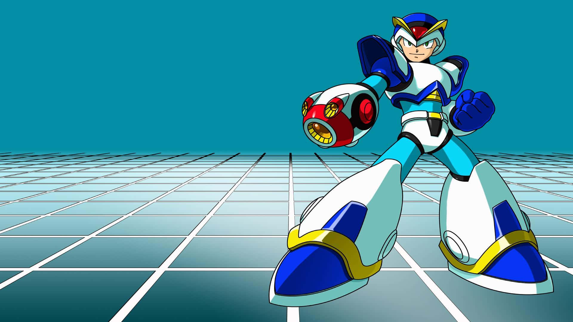 Epic Battle Stance Of Mega Man Background