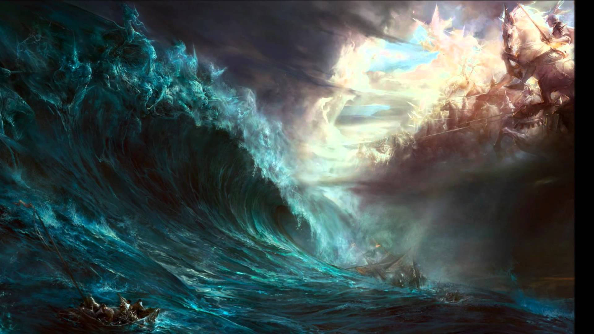 Epic Blue Tidal Wave Background