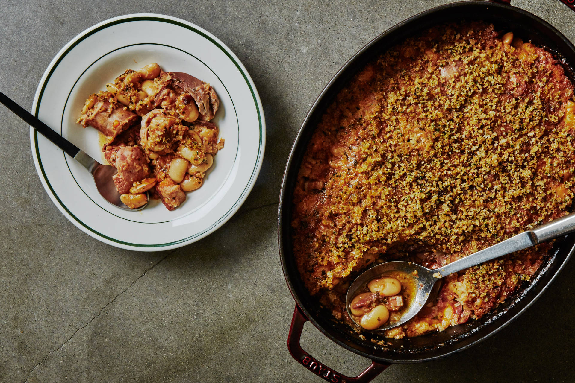 Epic Cassoulet French Dish Flat Lay Shot Background