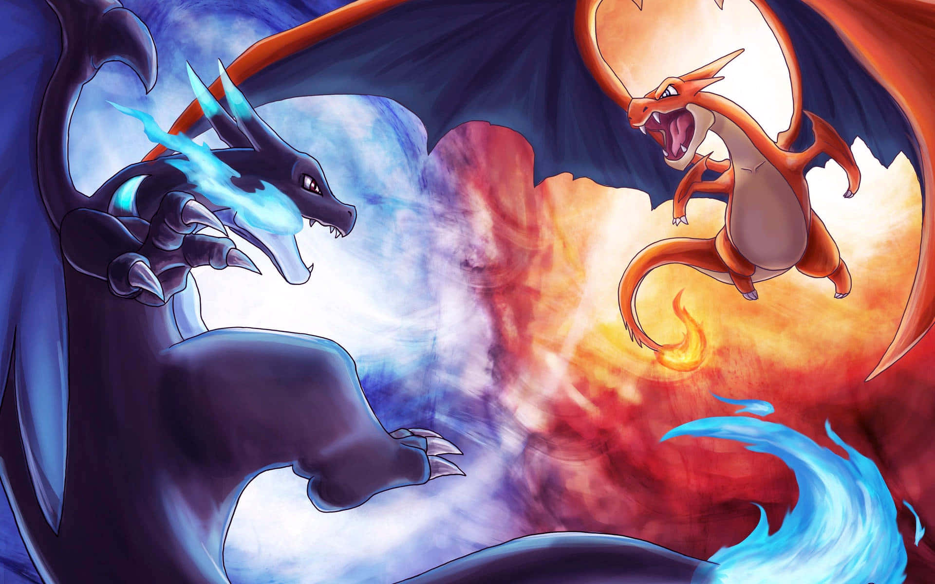 Epic Charizard Blazing In The Night Sky Background