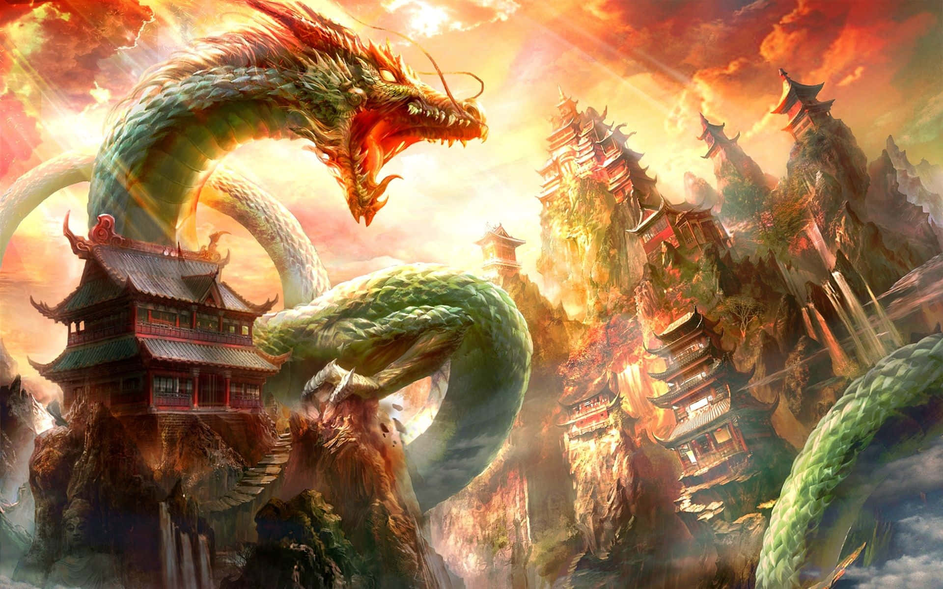 Epic Chinese Dragon Background