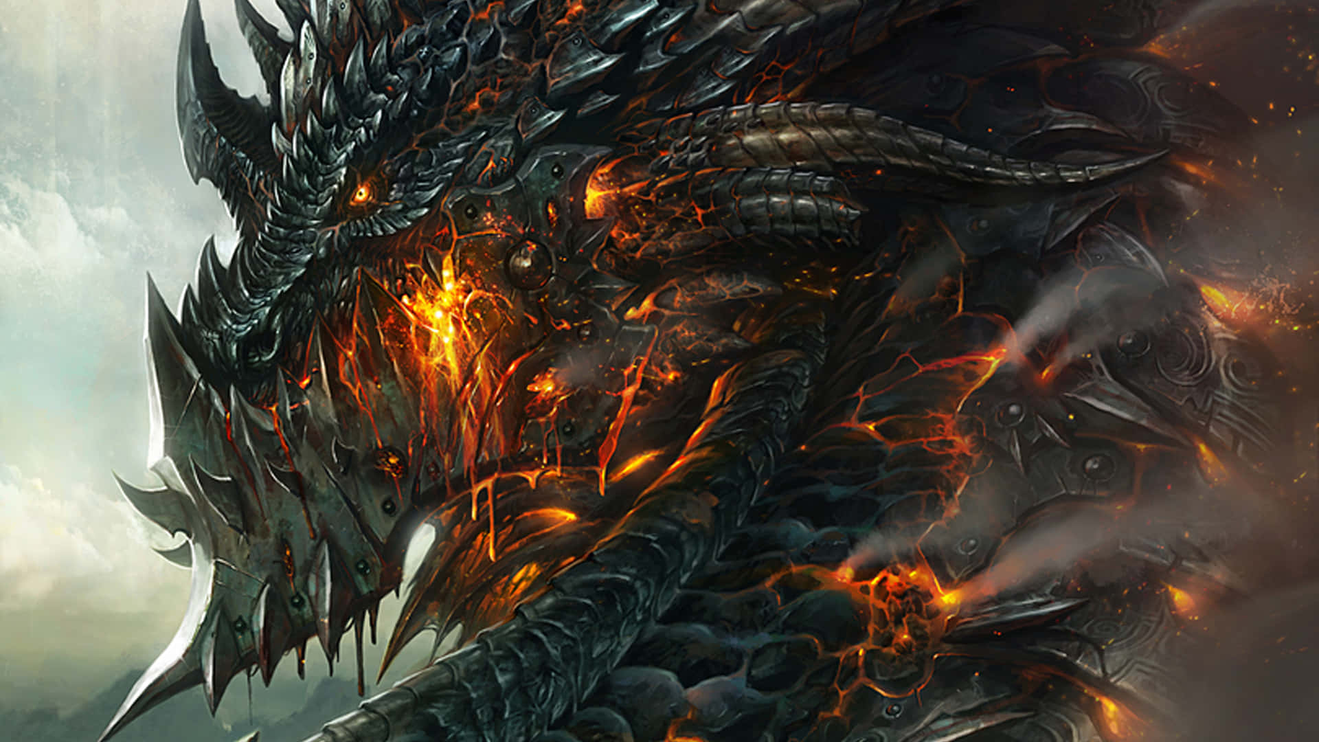 Epic Dragon On Fire Background