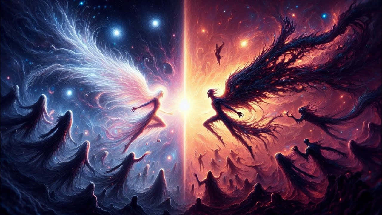Epic Duality Angel Demon Artwork Background