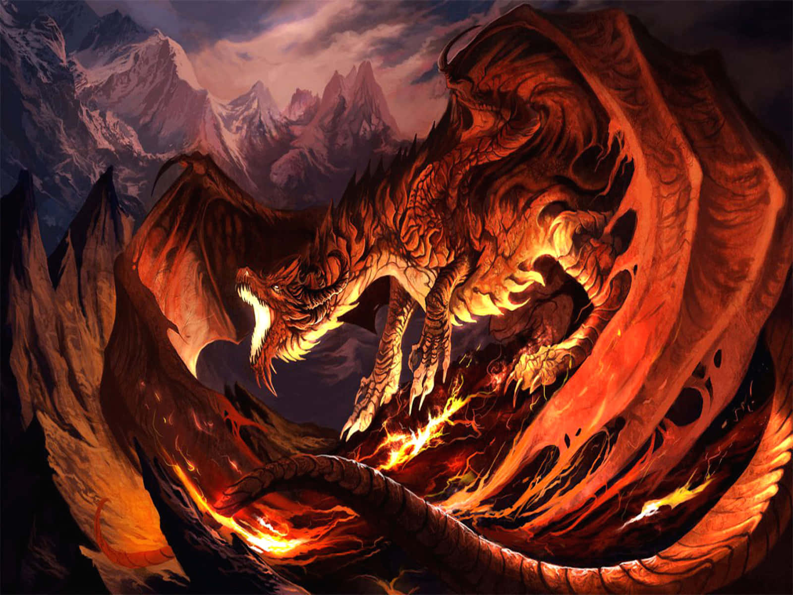 Epic Fiery Dragon Background