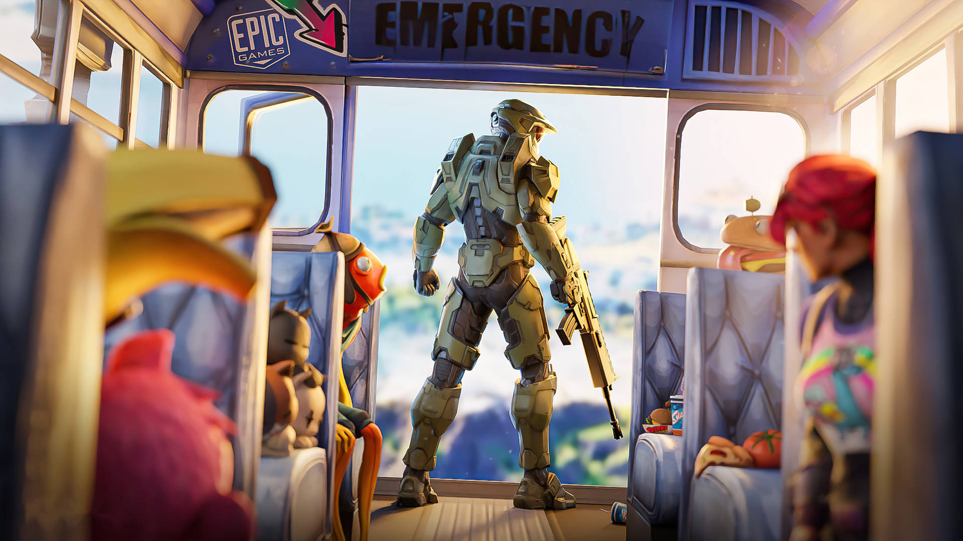 Epic Fortnite In Bus Background