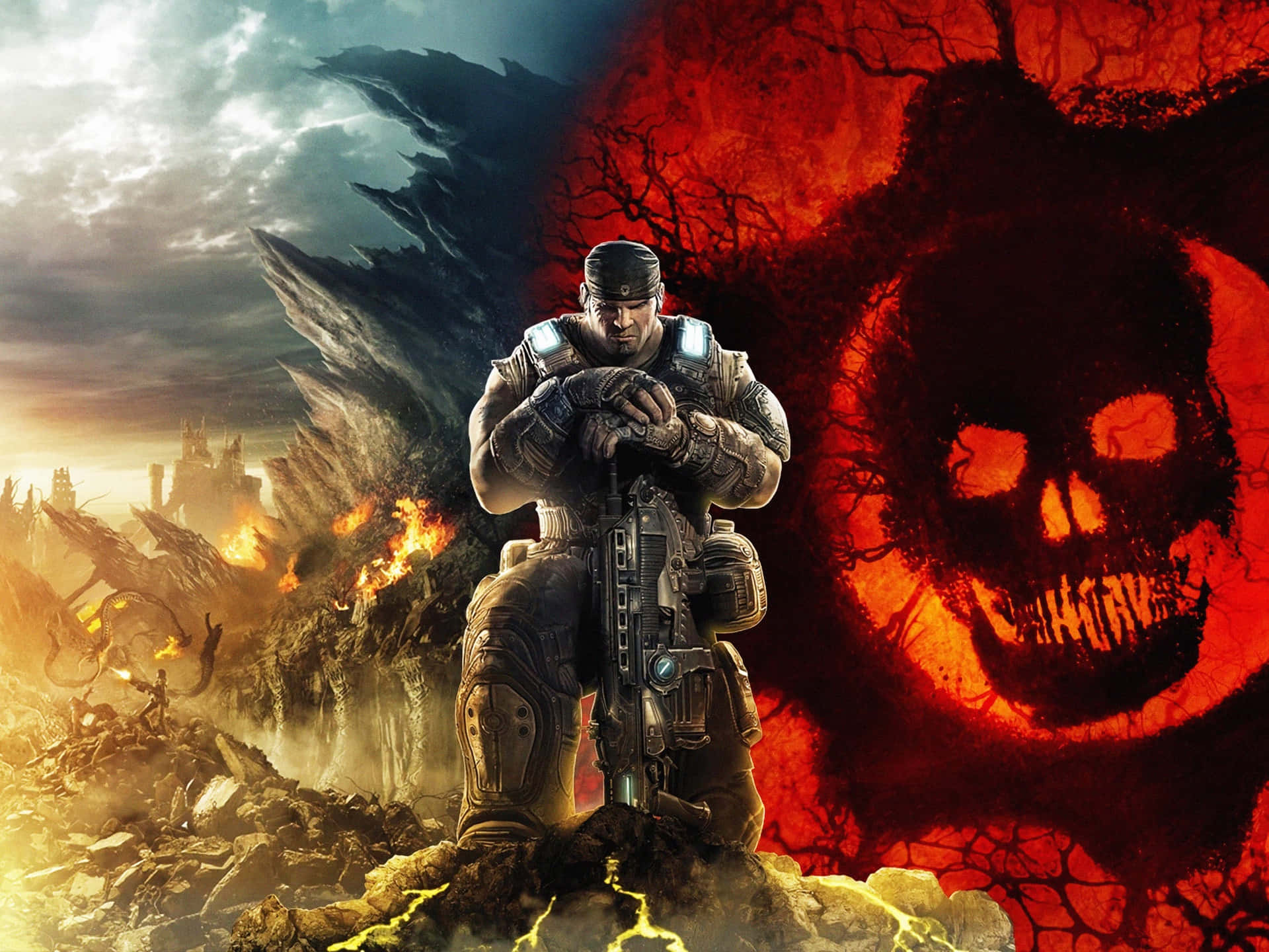 Epic Gears Of War 1 Action Scene Background