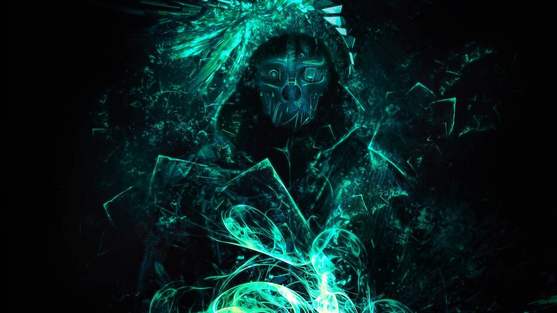 Epic Glowing Green Skeleton​​​​ Background