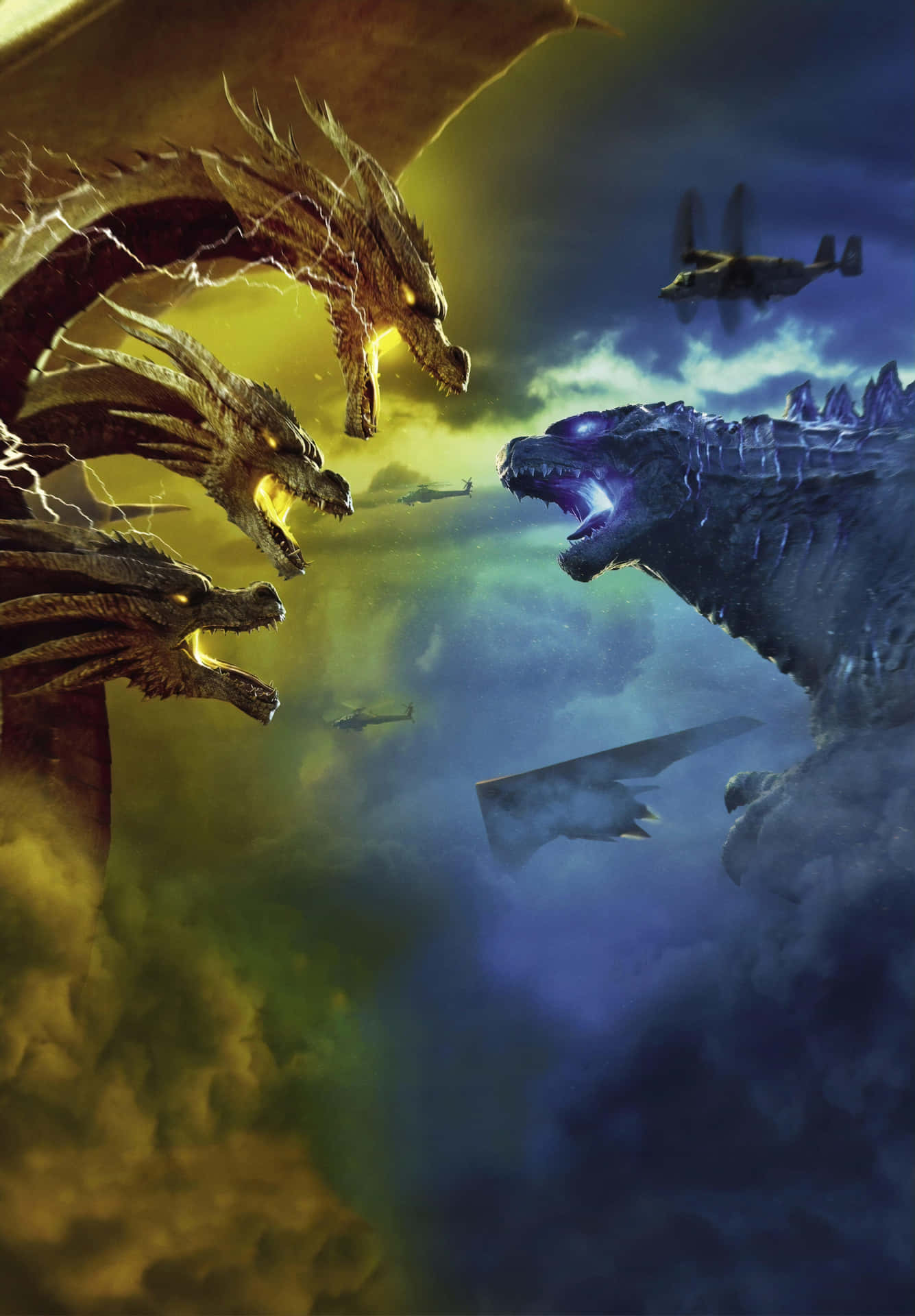 Epic Godzillavs King Ghidorah Battle Background