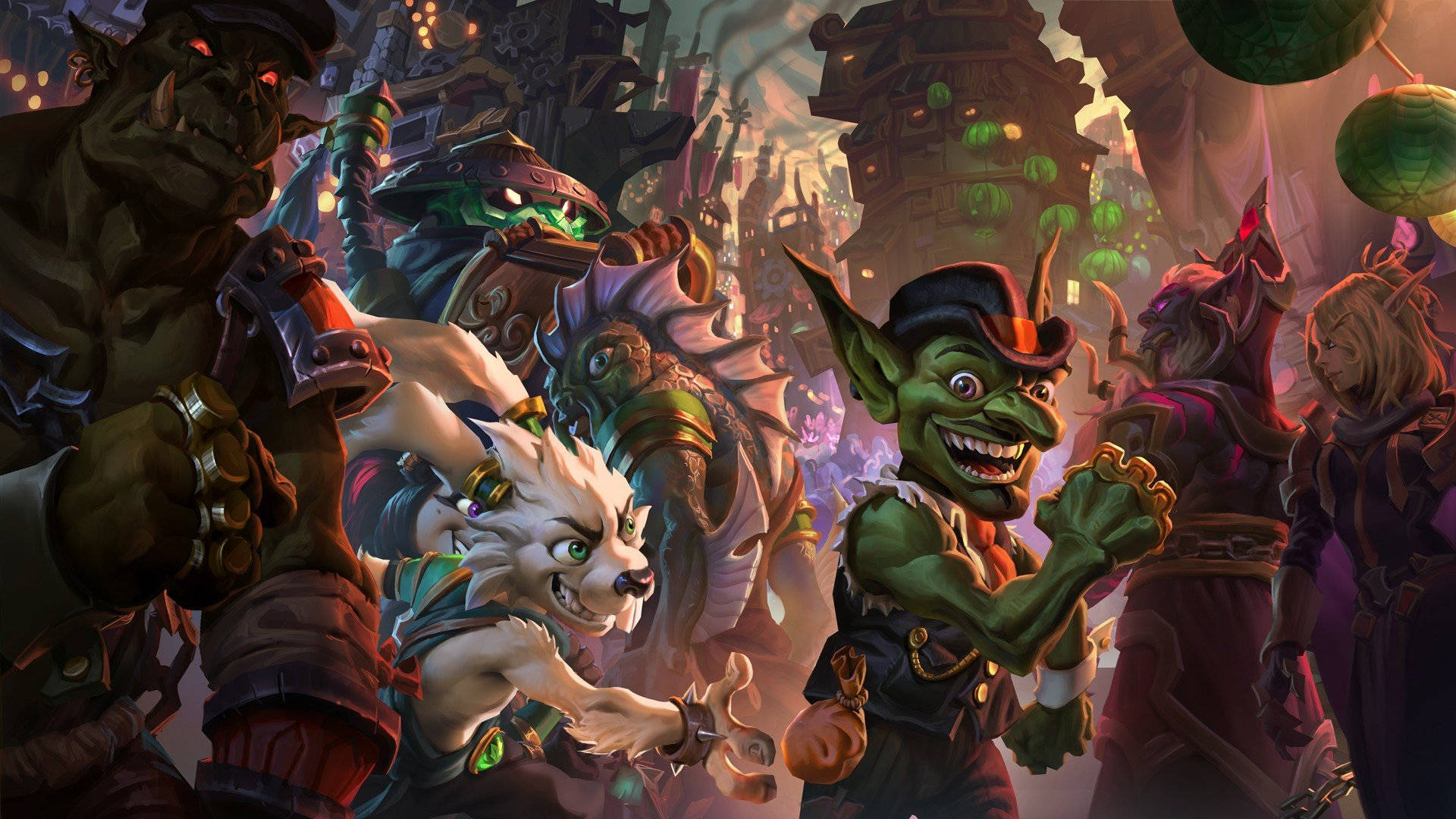 Epic Hearthstone Battle On The Mean Streets - Gaming At 2560 X 1440 Resolution Background