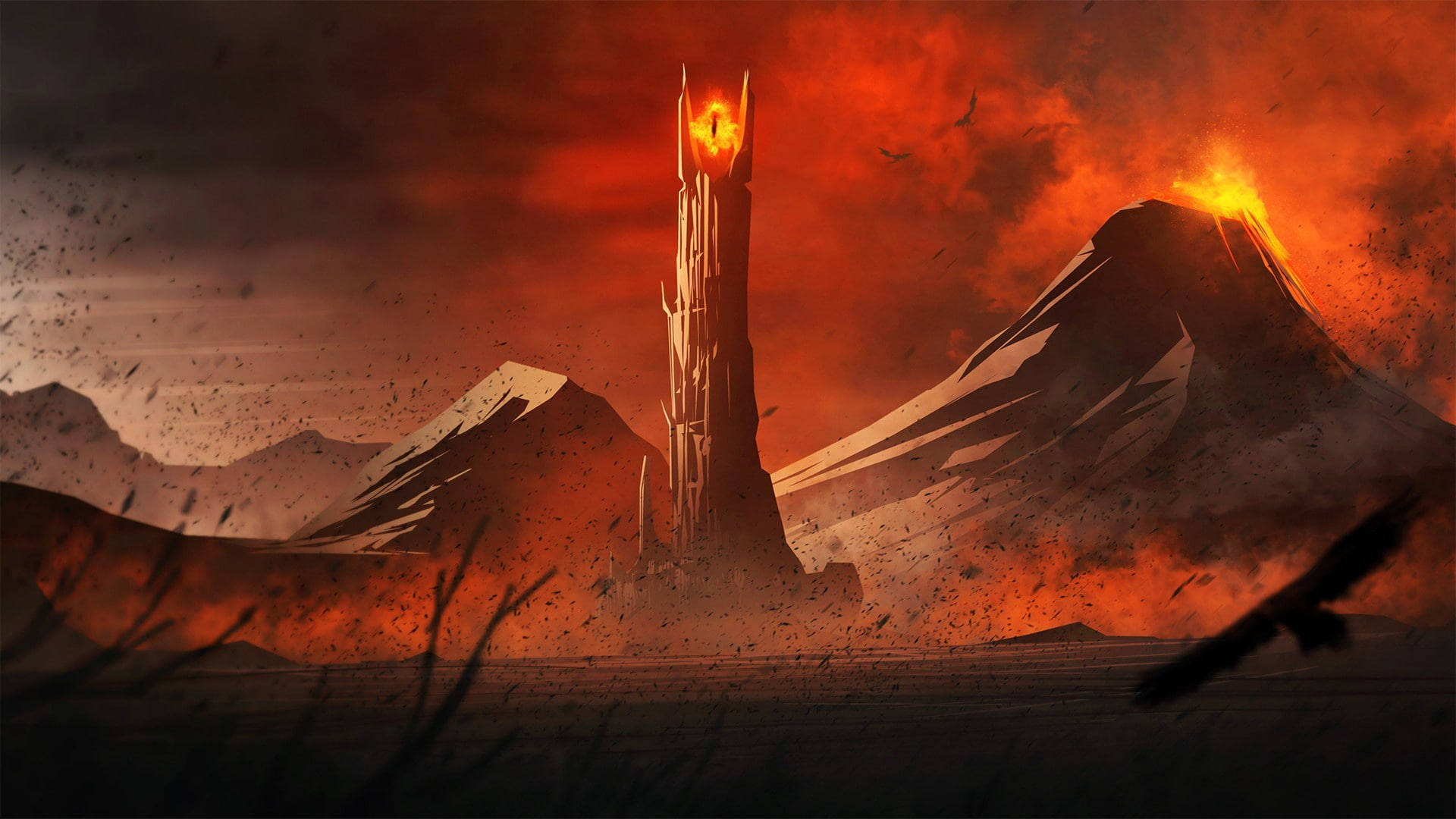 Epic Landscape Of The Legendary Mordor Volcano From The Lord Of The Rings Background