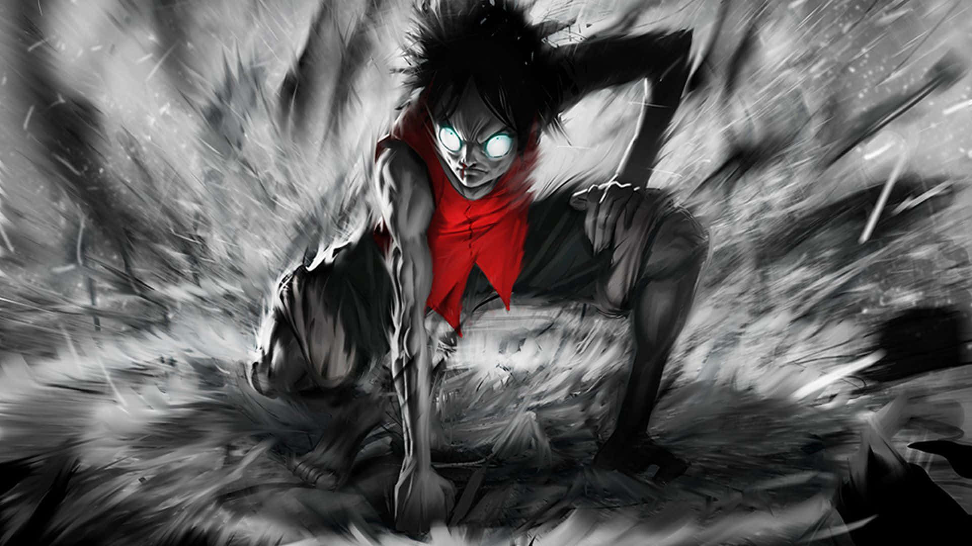 Epic Luffy Black And White One Piece Background