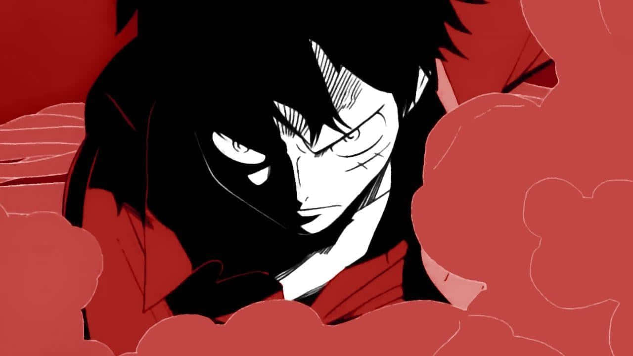 Epic Luffy One Piece Black And Red Background