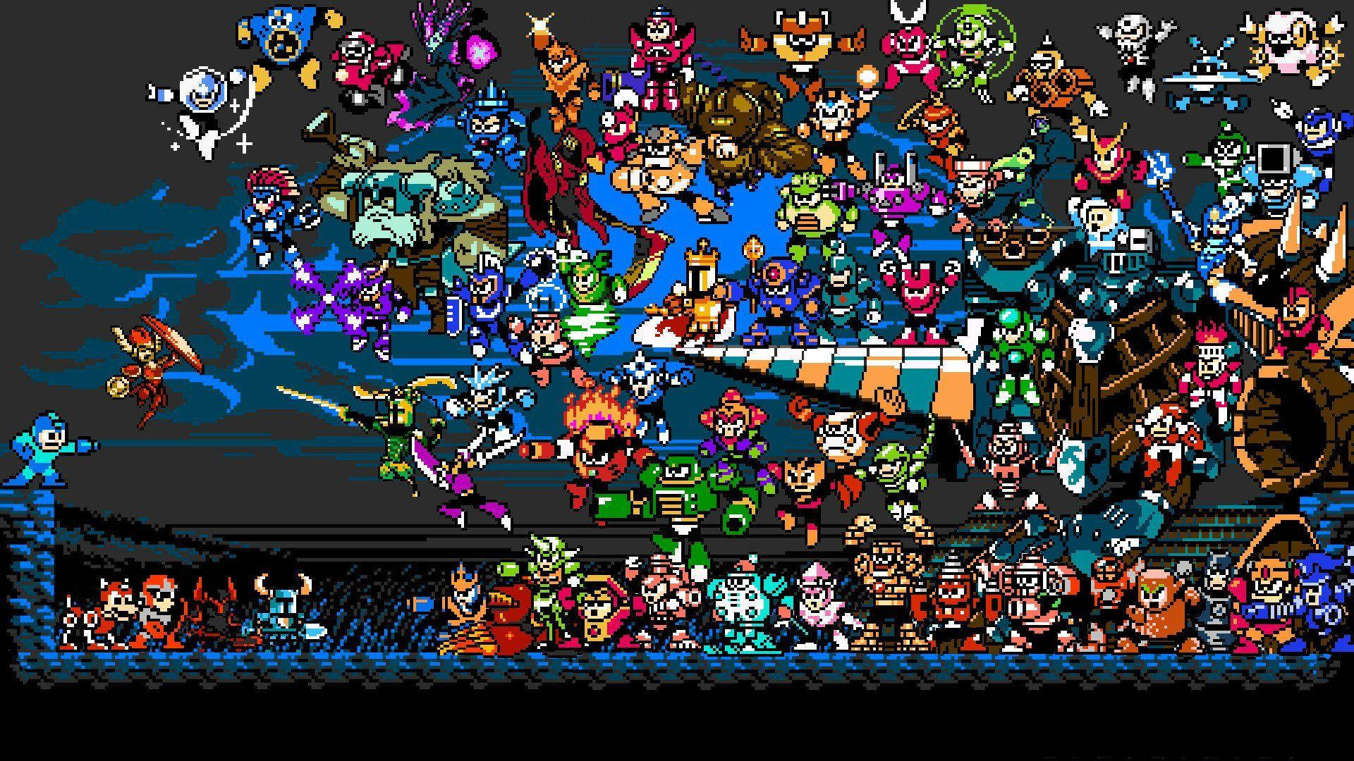 Epic Pixel Battle Featuring Shovel Knight Background