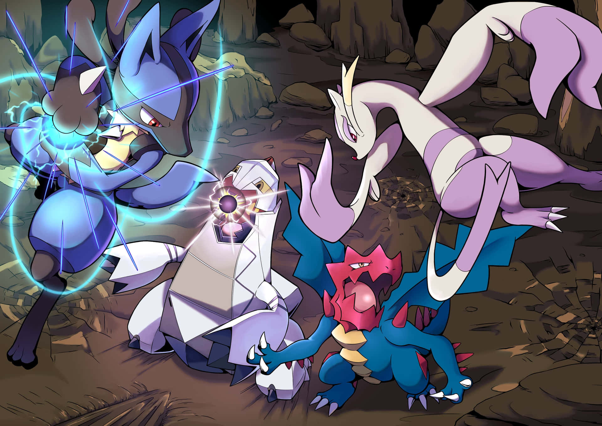 Epic Pokemon Battle Cave Scene Background