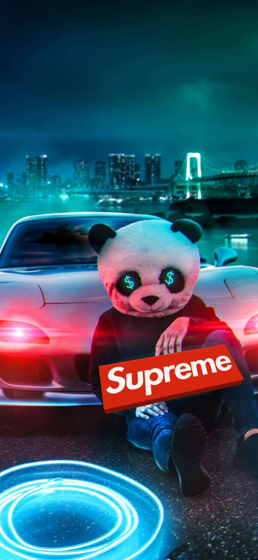 Epic Red Supreme With Panda Background