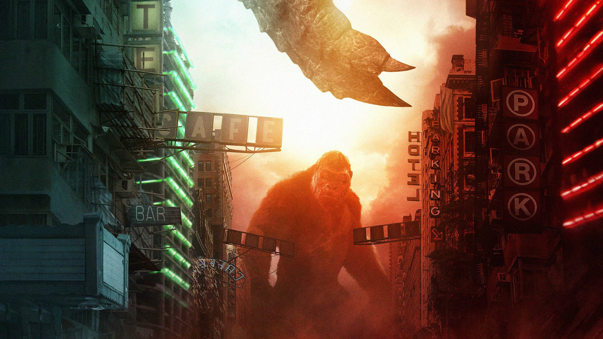 Epic Showcase Of Power: Godzilla Vs Kong 2021 Background