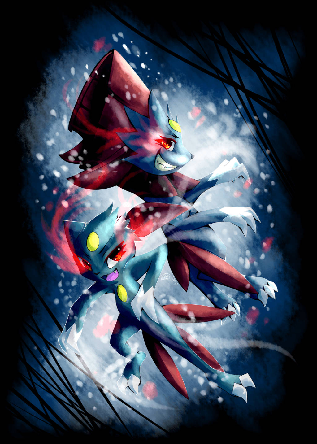 Epic Sneasel And Weavile Back To Back Background