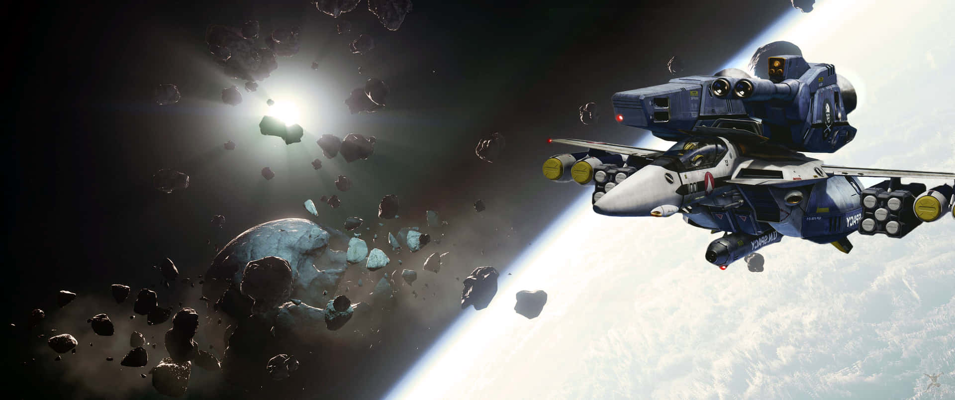 Epic Space Battles In Robotech Background