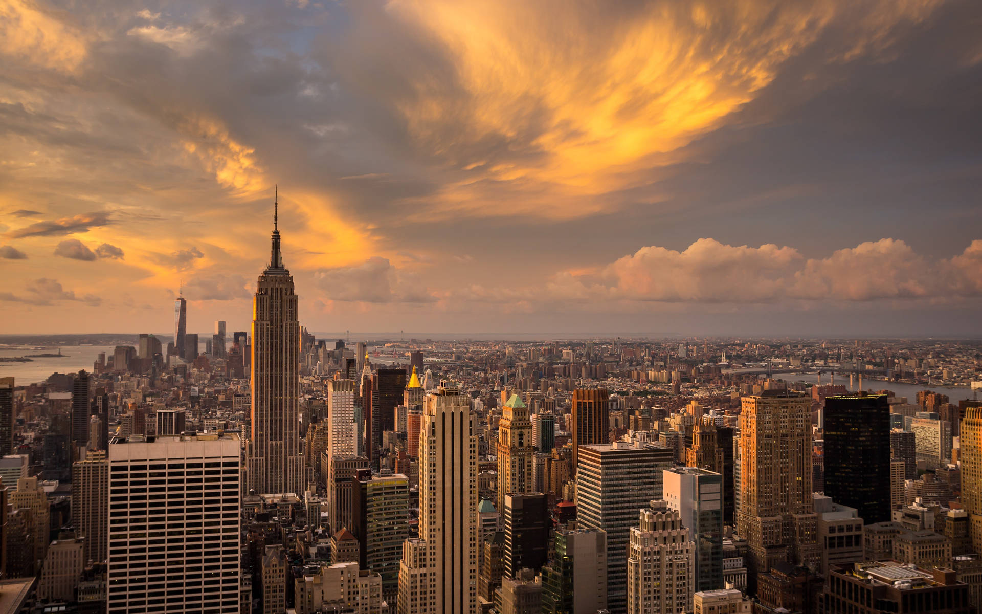 Epic Sunset Over New York City. Background