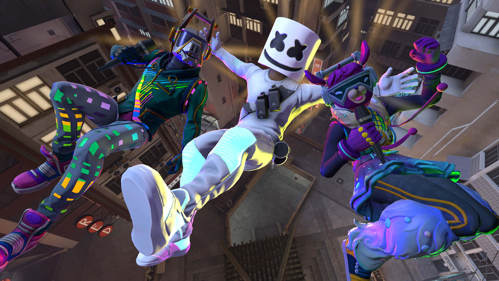 Epic Victory Dance: Marshmello Celebrates His Win In The Fortnite Battle Royale Arena Background