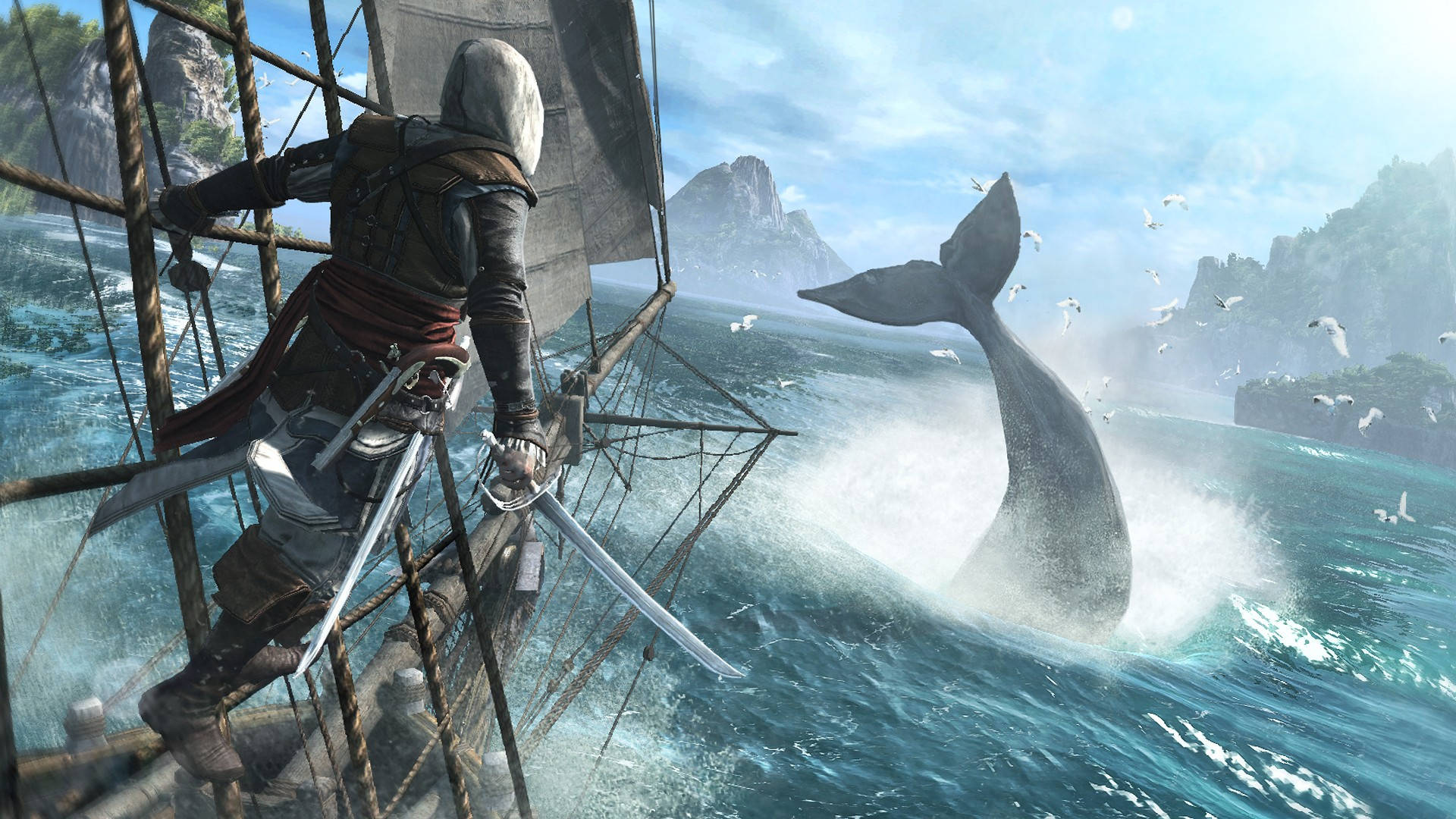 Epic Whale Encounter In Assassin's Creed: Black Flag Background