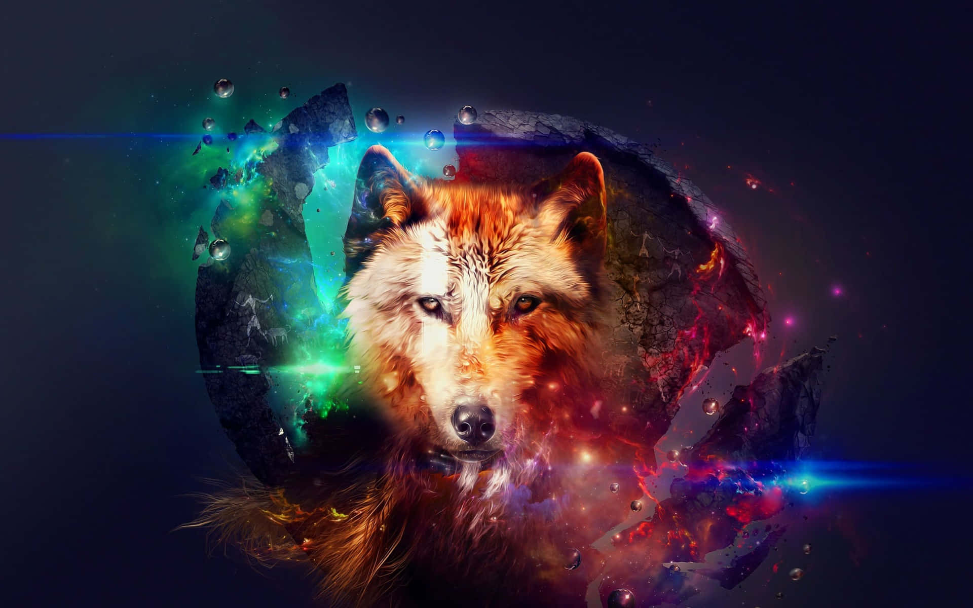 Epic Wolves Broken Planet Background