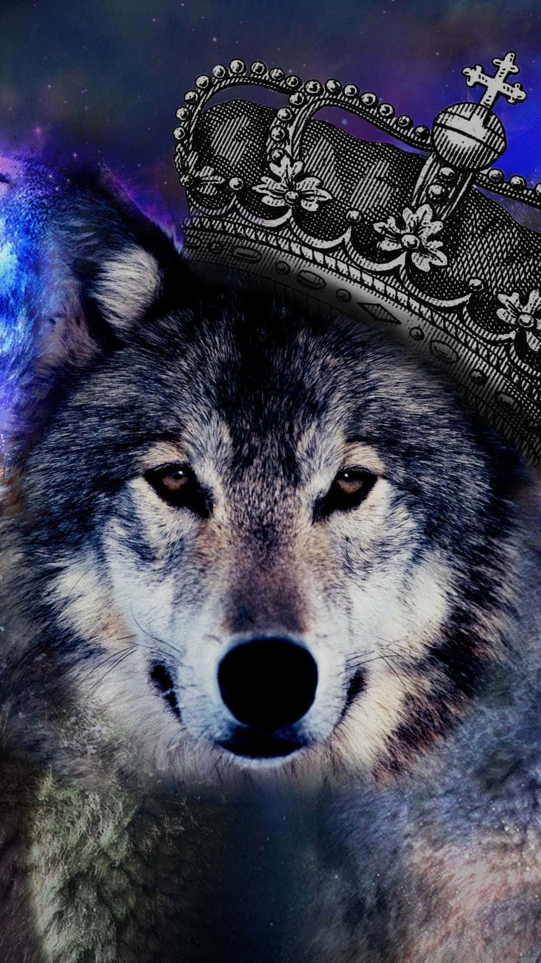 Epic Wolves With King's Crown Background