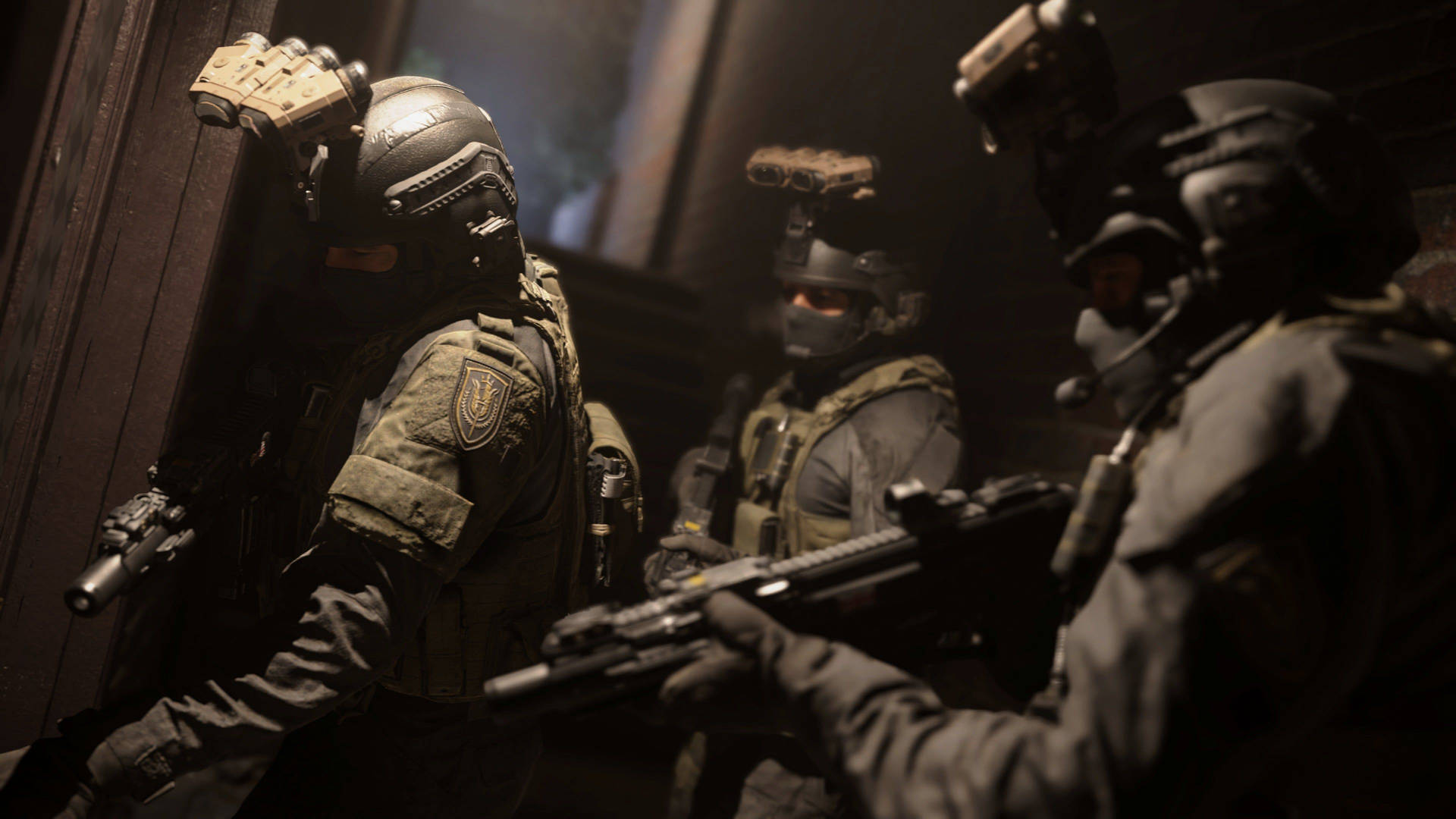 Equipped Soldiers In Modern Warfare Background