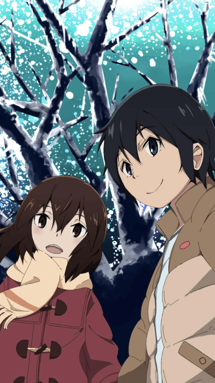 Erased Anime Christmas Tree Background