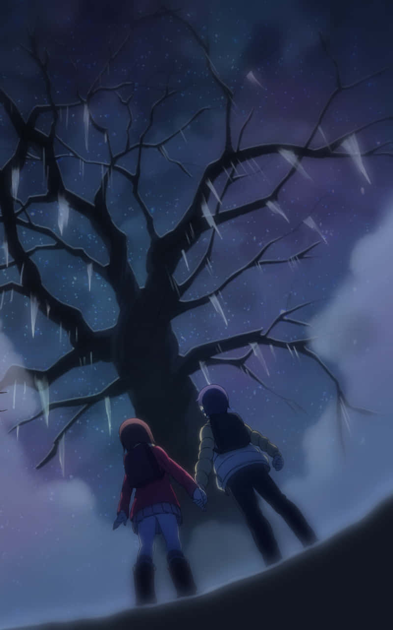 Erased Anime Dead Frozen Tree Background