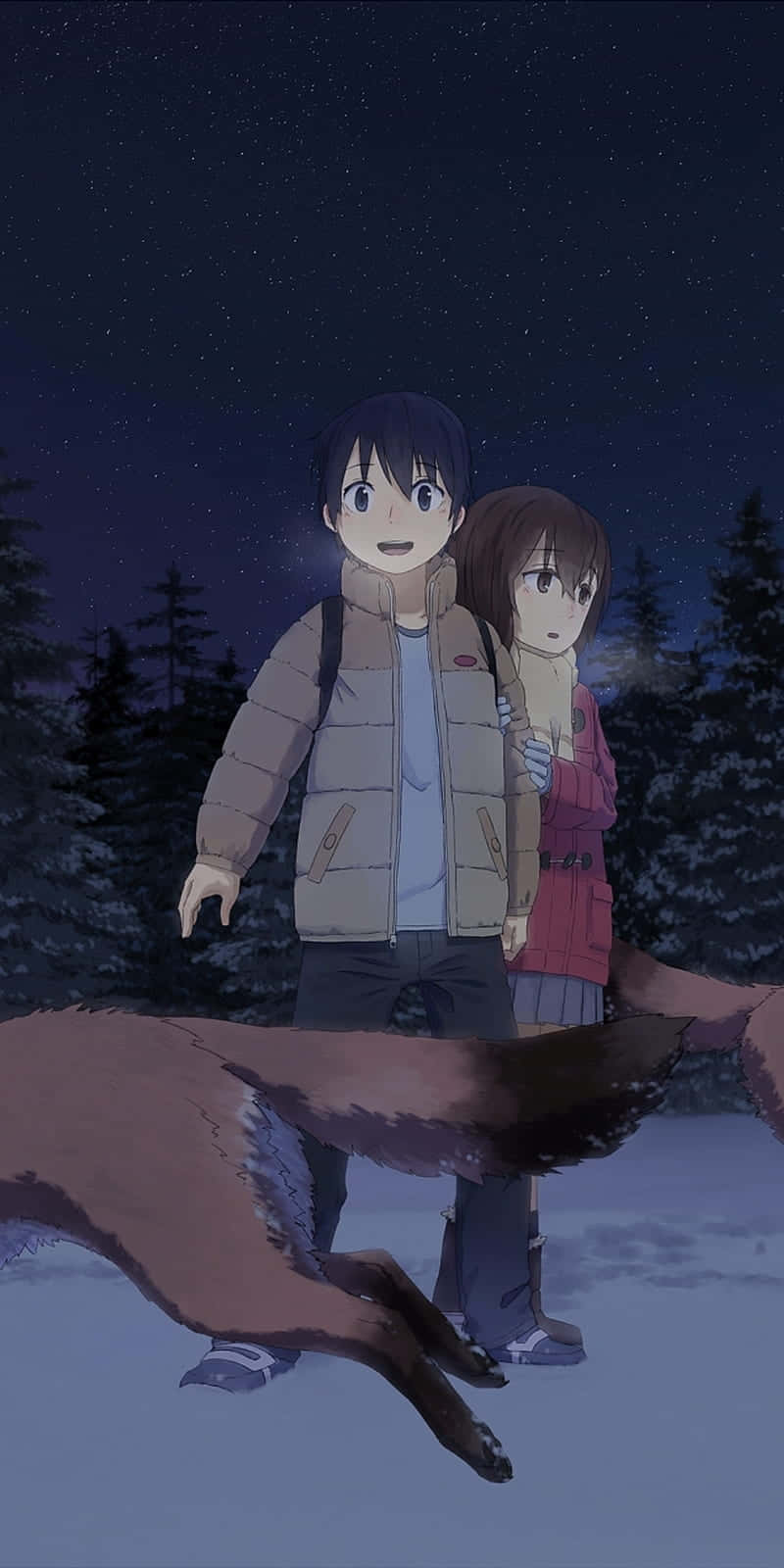 Erased Anime Kayo Satoru Night With Fox Background