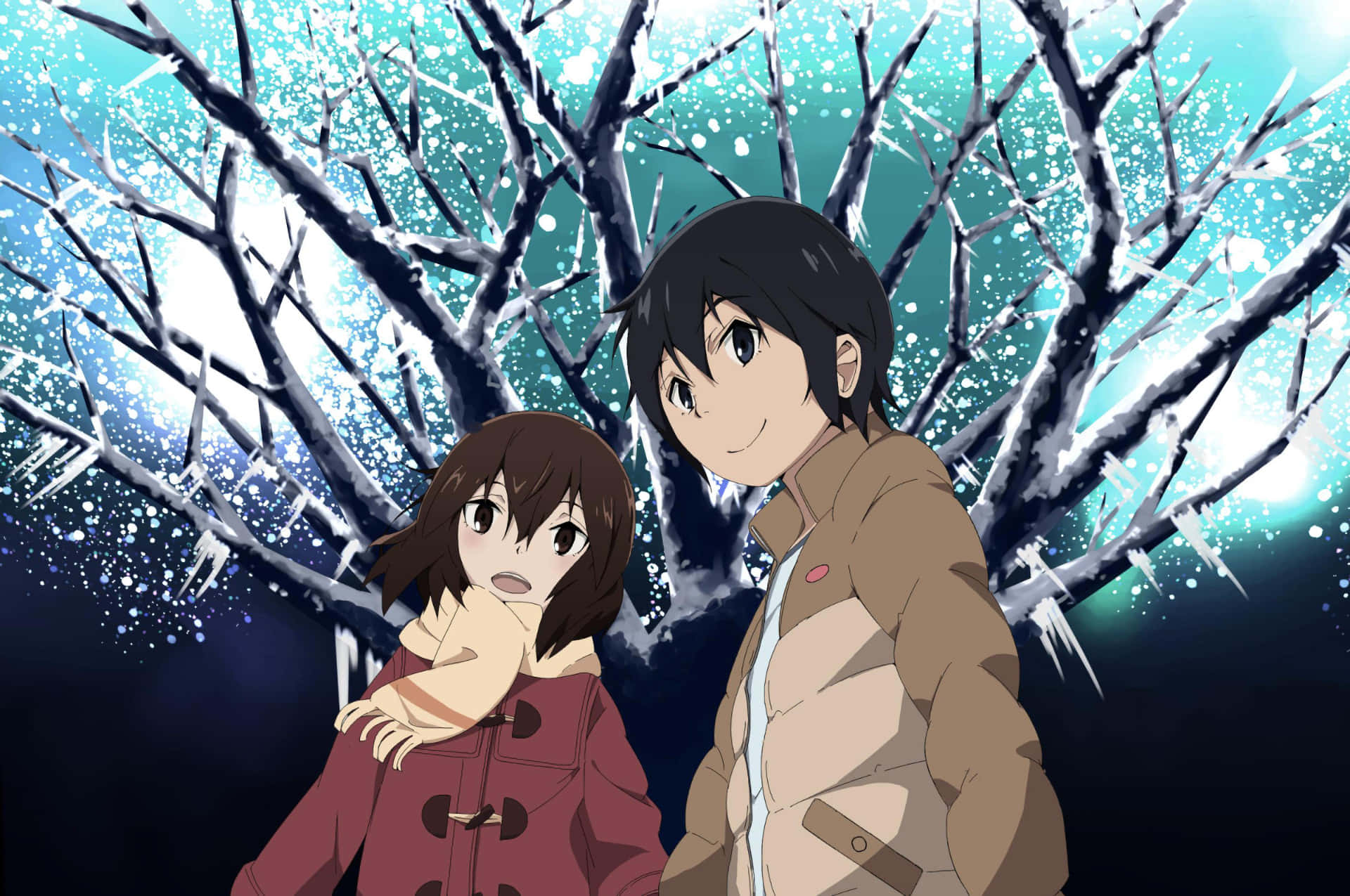 Erased Anime Satoru Kayo Winter Tree Background