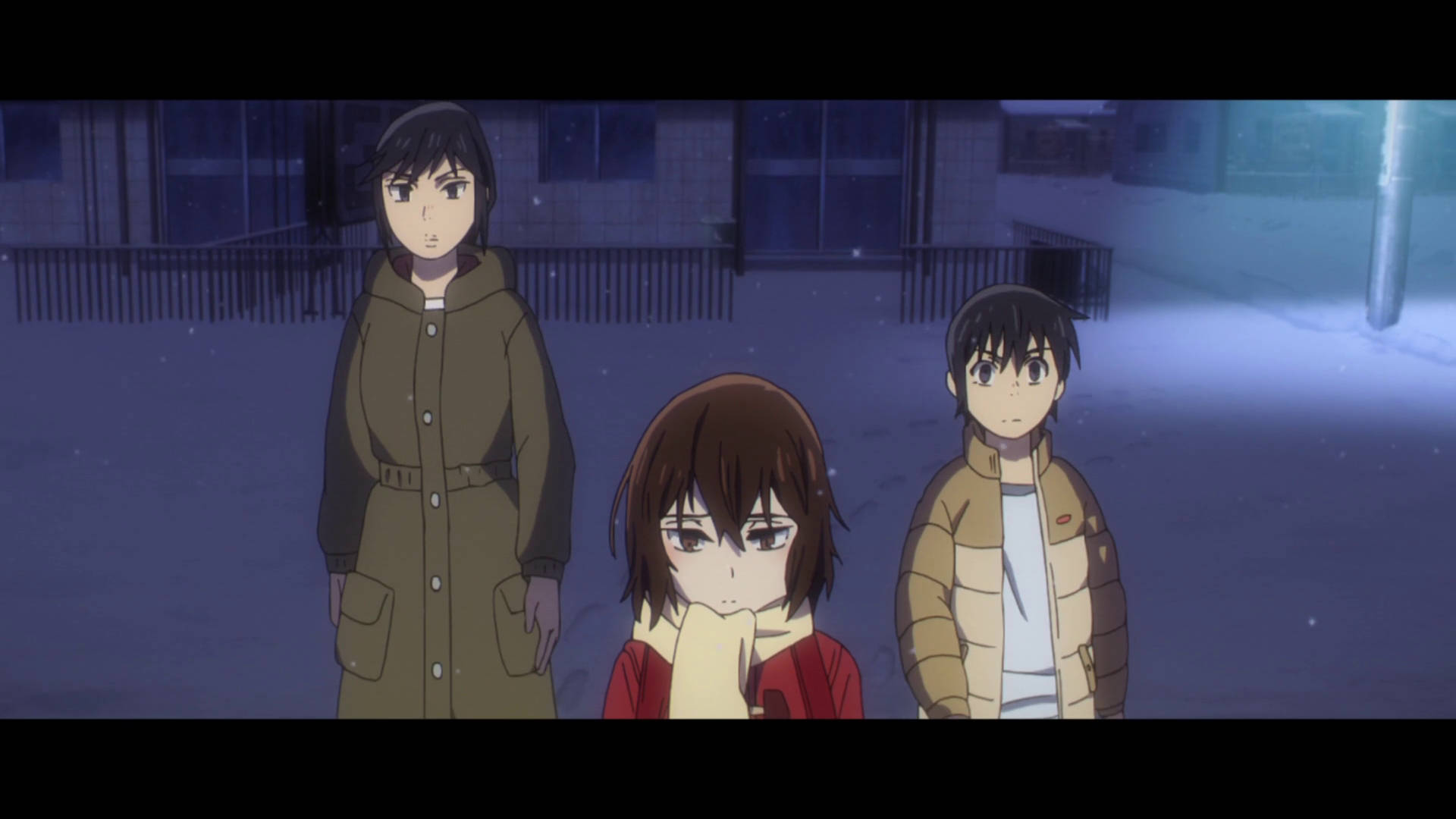 Erased Characters In Snowy Weather Background