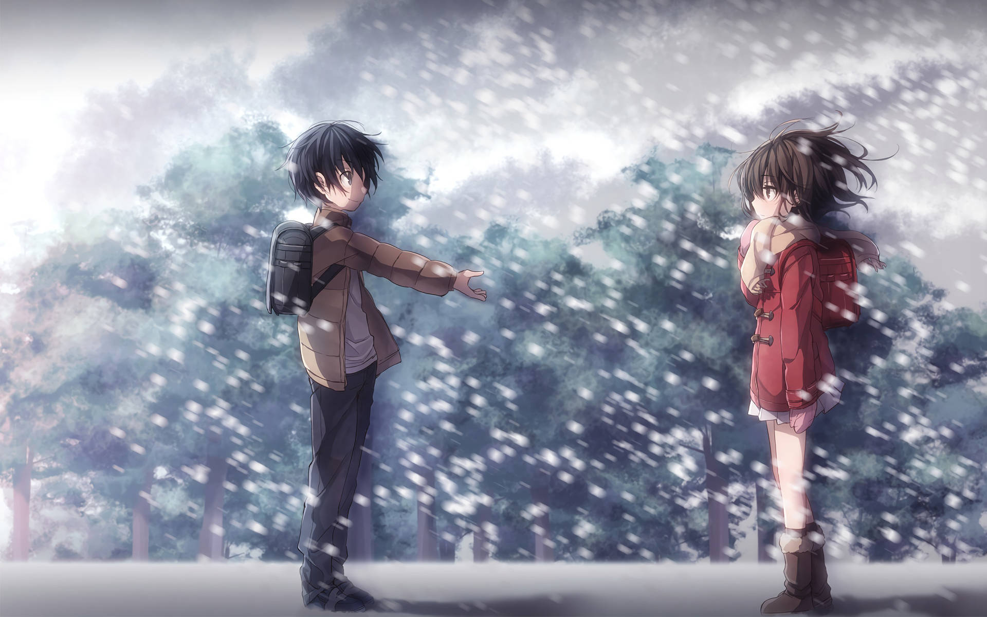 Erased In The Snowy Forest Background
