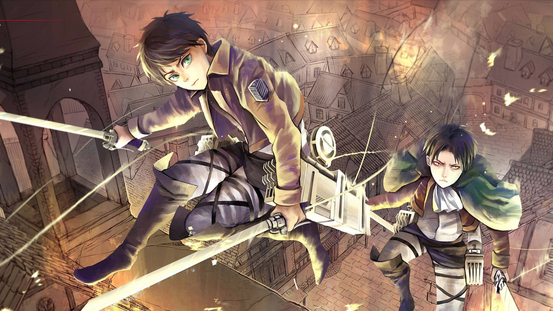 Eren And Levi Climbing Wall