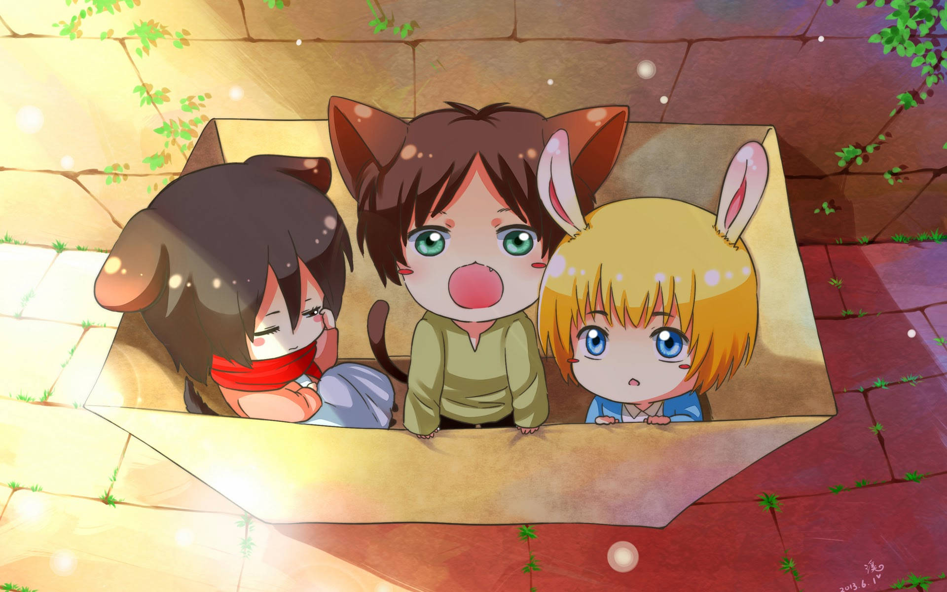 Eren Armin Mikasa Cute Animals