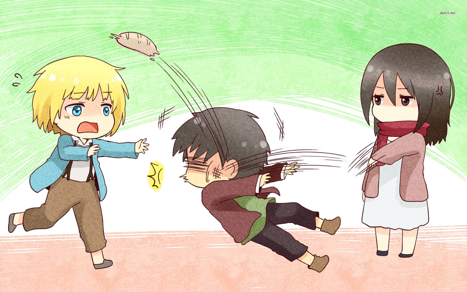 Eren Armin Mikasa Cute Fight