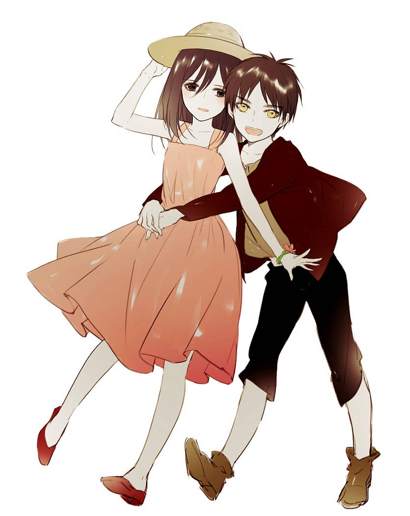 Eren Mikasa Cute Smiling And Hugging