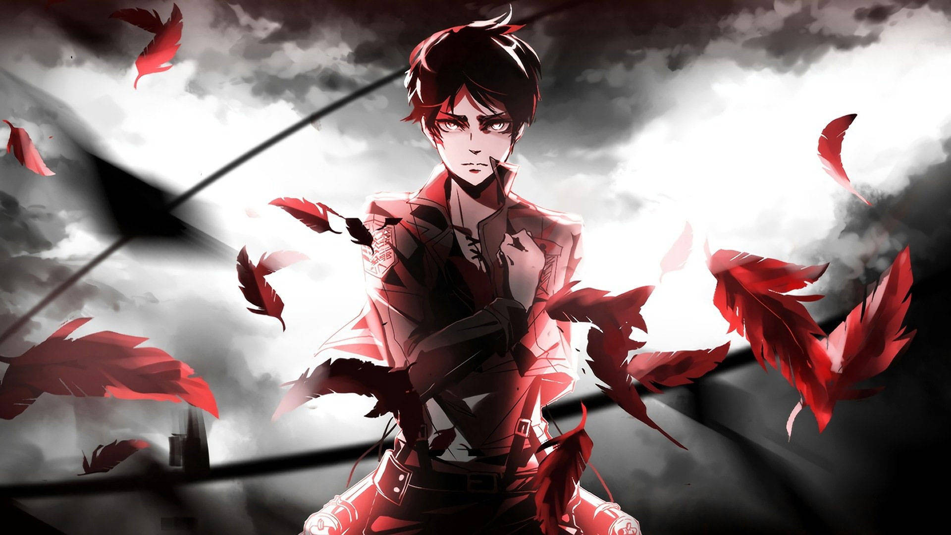 Eren Red Feathers Background