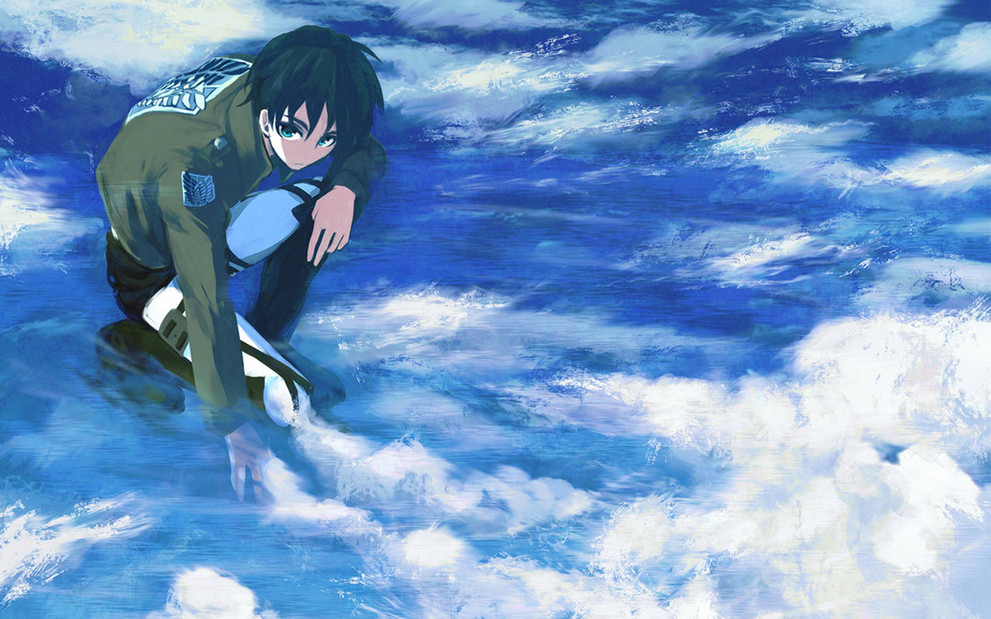 Eren Yeager In The Clouds Background