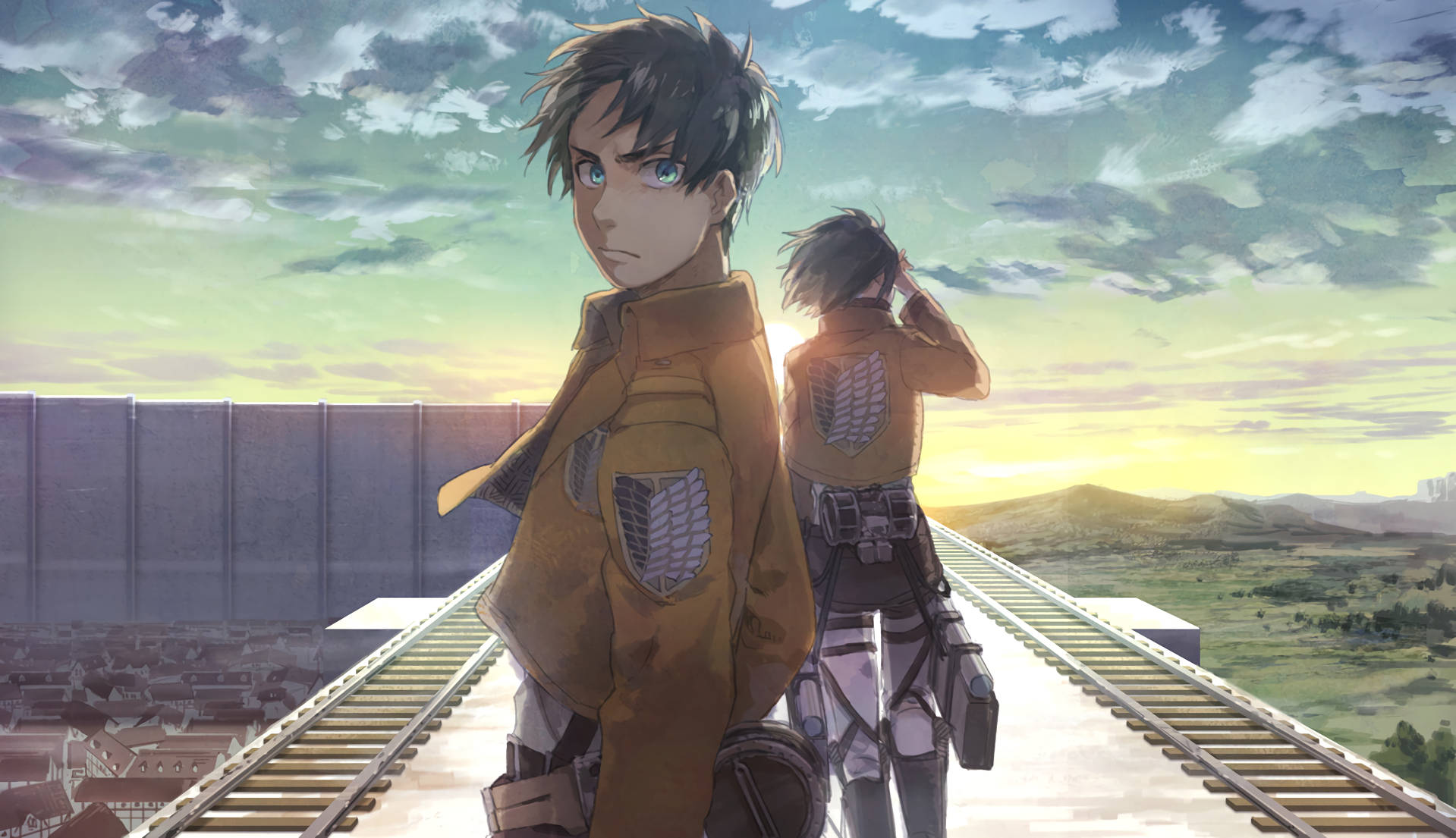 Eren Yeager On Paradis Island Wall Background
